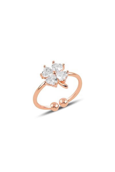 Söğütlü Silver Gümüş Zirkon Taşlı Ayarlamalı Yonca Modeli Yüzük Sgtl10107beyaz