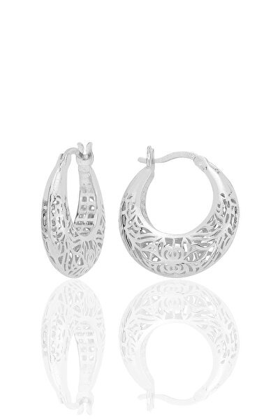 Söğütlü Silver Gümüş beyaz altın rodyumlu özel işçilikli,işlemeli füzyon halka küpe SGTL12543RODAJ