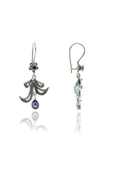 Söğütlü Silver Ametis Taşlı Telkari Küpe Sgtl7911