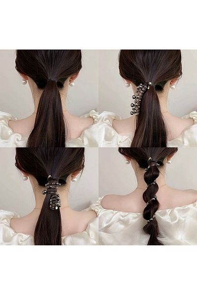 Âlâ Atelier Silver Colored Pearl Detailed Spring Spiral Pasta Buckle