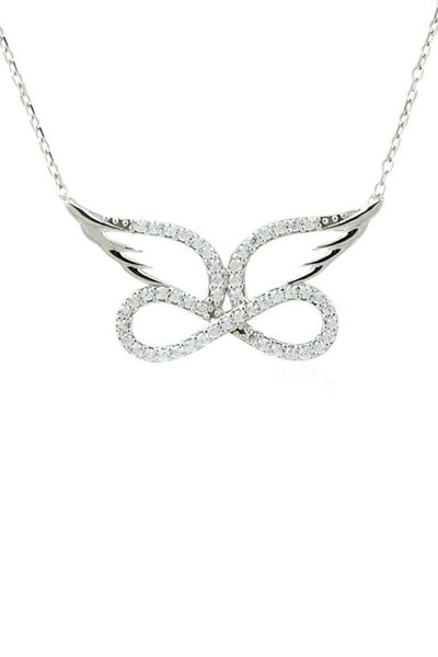 Söğütlü Silver 925 Ayar Gümüş Zirkon Taşlı Kanatlı Sonsuz Kolye SGTL1620