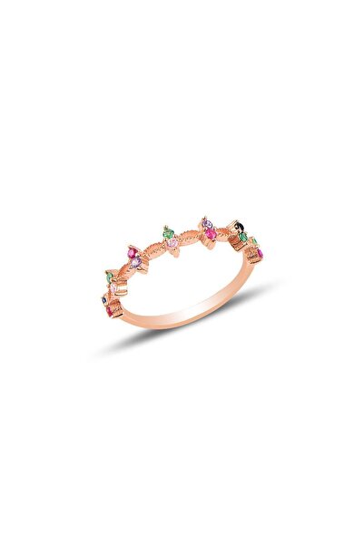 Söğütlü Silver Gümüş Rose Mix Taşlı Crown Yüzük Sgtl10290mix
