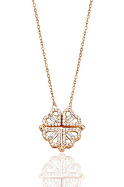 Söğütlü Silver 925 ayar gümüş rose baget kesim zirkon taşlı mıknatıslı açılır...