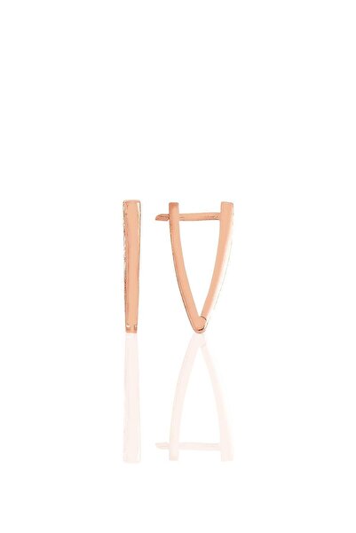 Söğütlü Silver Gümüş Rose 18 Mm Özel Tasarım Üçgen Küpe Sgtl11488rose