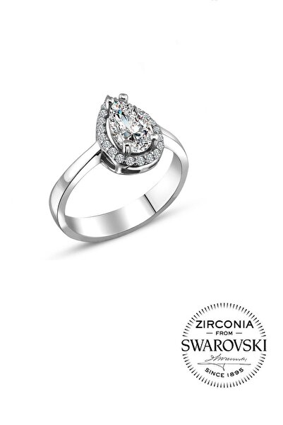 Söğütlü Silver Gümüş Taşlı Pırlanta Modeli Damla Yüzük Sgtl20517yzk