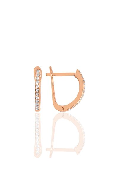 Söğütlü Silver Gümüş Rose Zirkon Sıra Taşlı Klipsli J Küpe Sgtl11429rose