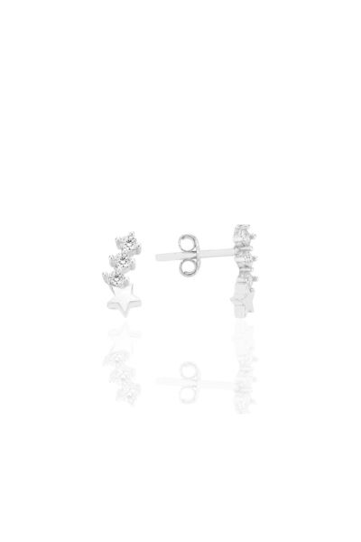 Söğütlü Silver Gümüş rodyumlu zirkon taşlı kuyruklu yıldız küpe SGTL12551RODAJ