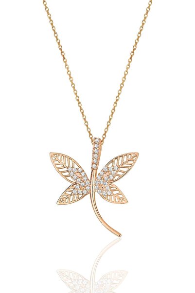 Söğütlü Silver Gümüş Rose Zirkon Taşlı Yusufçuk Kolye Sgtl11971rose