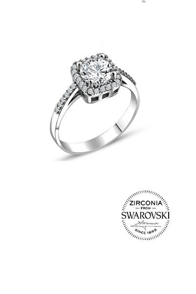 Söğütlü Silver Gümüş Taşlı Pırlanta Modeli Kare Yüzük Sgtl20515yzk