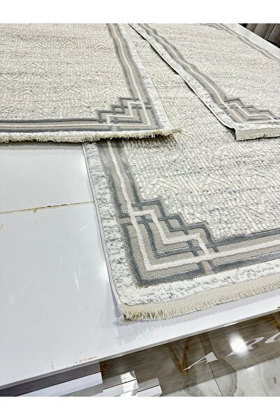 İnci Yatak Odası 3'lü Gri Halısı - Antialerjik /argın Halı