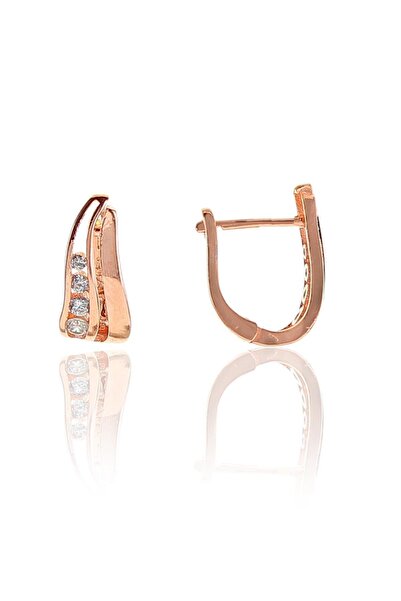 Söğütlü Silver Gümüş Rose Zirkon Taşlı J Küpe Sgtl9361