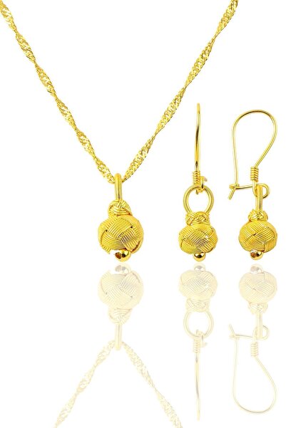 Söğütlü Silver Kadın Gümüş Altın Yaldızlı Kazaziye Top Modeli İkili Set SGTL9592