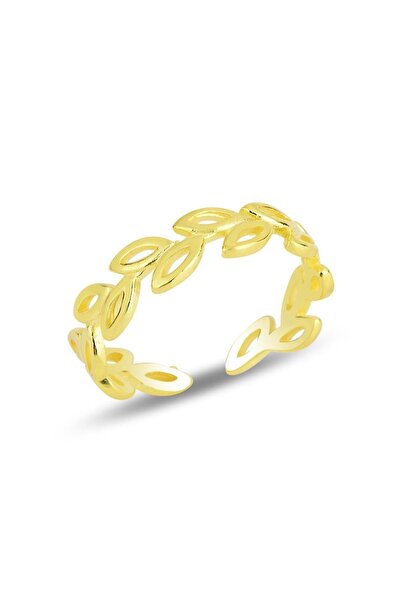 Söğütlü Silver Gümüş Altın Yaldızlı Ayarlamalı Sarmaşık Yüzük Sgtl11814gold