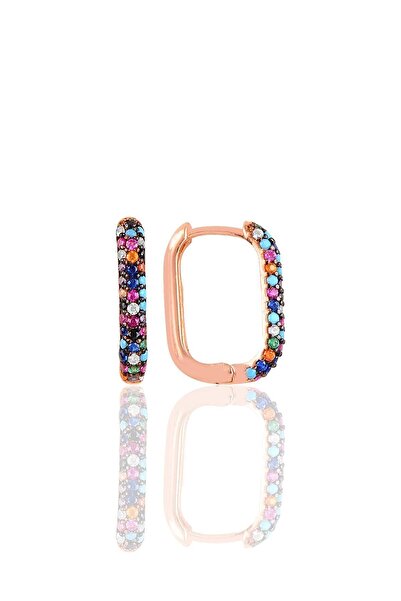 Söğütlü Silver Kadın Gümüş Rose Renkli Zirkon Taşlı Küpe Sgtl10892rnk