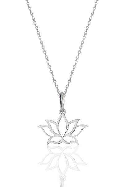 Söğütlü Silver Gümüş Rodyumlu Sonsuz Yaşamın Simgesi Lotus Çiçeği Kolye