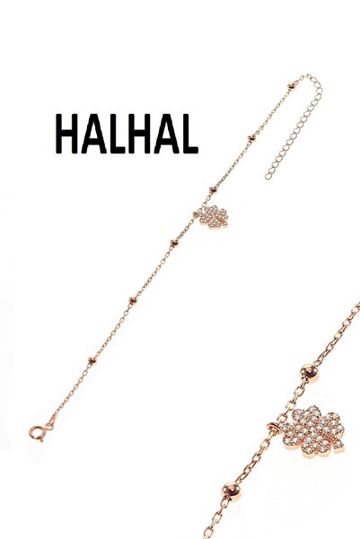 Söğütlü Silver Gümüş Yonca Ve Zirkon Taşlı Toplu Zincir Halhal