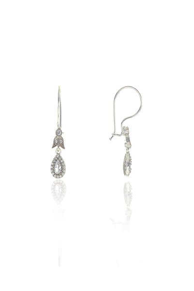 Söğütlü Silver Gümüş Zirkon Taşlı Elmas Montürlü Damla Küpe Sgtl9006küpe