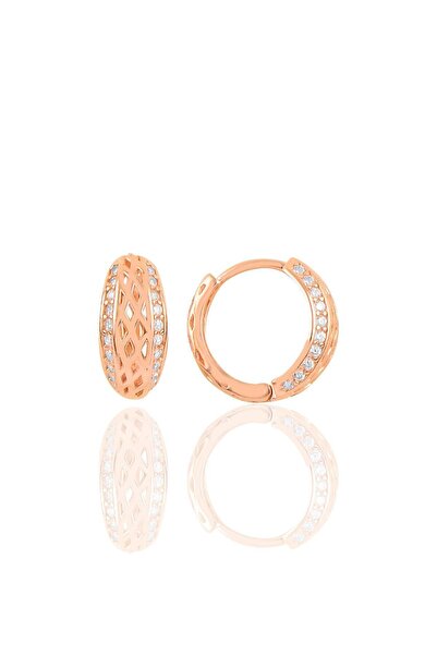 Söğütlü Silver Gümüş Rose Desenli Halka Küpe Sgtl10438rose