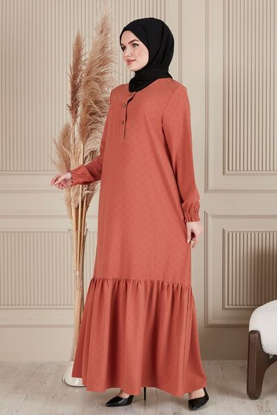 fistan Φούστα με βολάν μπροστά με κουμπιά Φαρδύ φόρεμα Aerobin Φόρεμα Hijab Φόρεμα για προσευχή της μητέρας