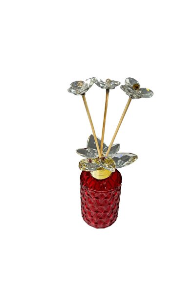 Decorative Crystal Glass Cylinder Room Scent Bottle Red Gold