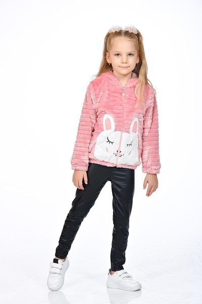Kamex Powder Colored Striped Plush Embroidery Coat - Welsoft