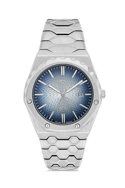 FERRO Men's Wristwatch - Quartz, Steel Grey Navy, Dial, 41mm