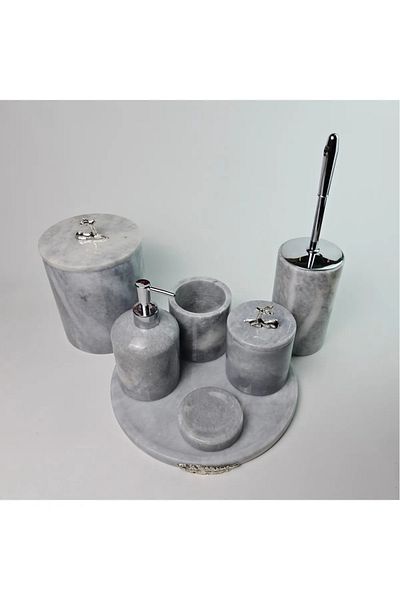 ege gross Dusty Silver Marble Bathroom Set 7Pcs/Grey Marble Bathroom Set