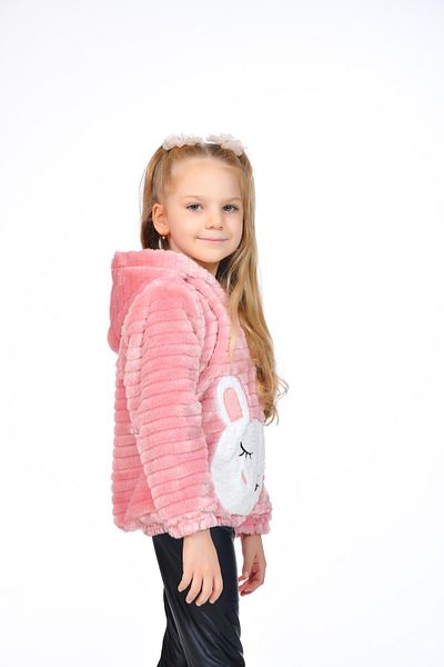 Kamex Powder Colored Striped Plush Embroidery Coat - Welsoft
