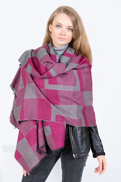 POSUSS Patterned Shawl Acrylic Women's Shawl 70x180 Cm- Gray - Ps2104