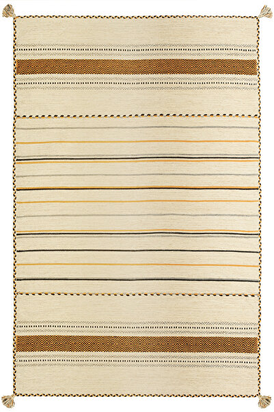 MYHOME HALI Trb-03 Iskandinav Pamuk Kilim El Dokuma Fildişi