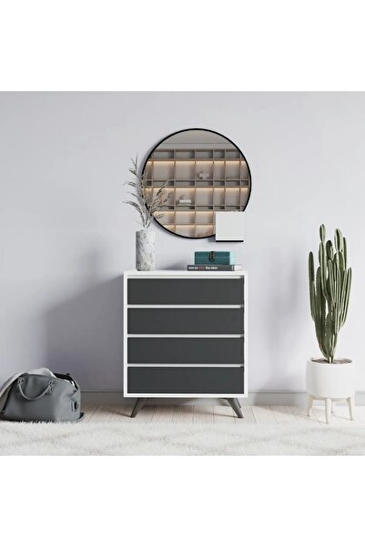 Genel Markalar Suvera 4 Çekmeceli Şifonyer Beyaz-antrasit