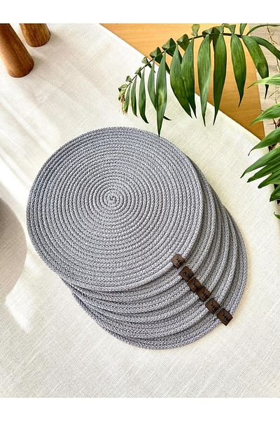harev home collection 6 Pieces Wicker Plate / American Service Lux Presentation Plate Mat 32 cm