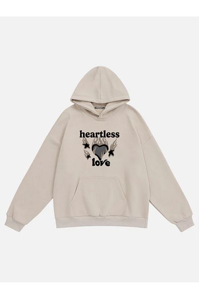 Mad&Calf Φούτερ Unisex Oversize Fleece - Κουκούλα με στάμπα Heartless Love