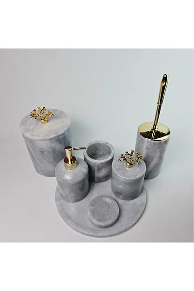 ege gross Dusty Silver Marble Bathroom Set 7Pcs/Grey Marble Bathroom Set