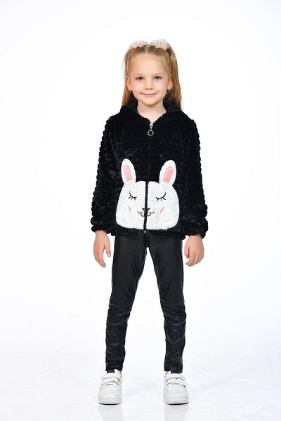 Kamex Black Welsoft Embroidery Coat - Striped Plush Inside