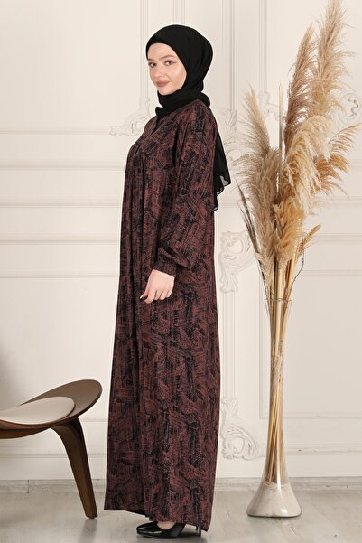 fistan Shirring Robadan Μπροστινά κουμπιά από ύφασμα βισκόζης Φόρεμα προσευχής για μητρικό φόρεμα