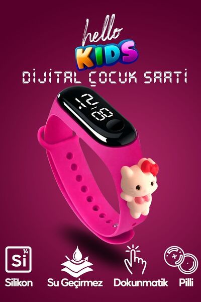 SULED Kitty Akıllı Çocuk Saati Güvenli Led Su Geçirmez Silikon Dokunmatik Süper Kahraman Figürlü Kol Saati