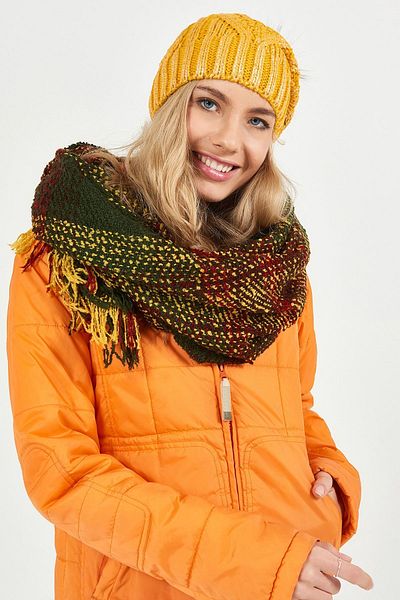 POSUSS Plaid Boucle Acrylic Women's Shawl - Yellow - Ps2480010
