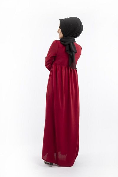 fistan Women's Red Crepe Dress