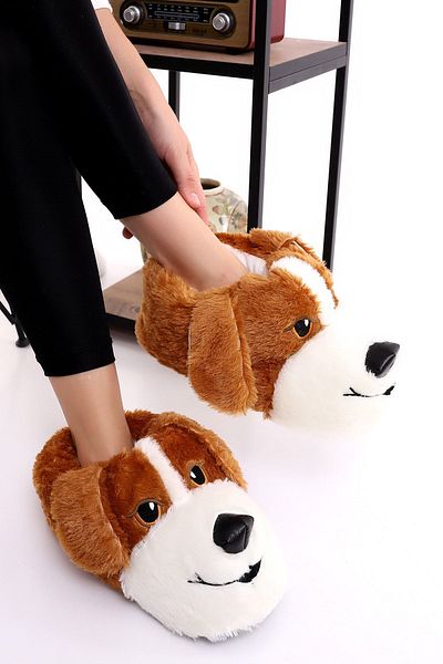 Wordex Зимни, мъжки, за жени, деца, домашни пантофи за кучета H10 Animal, тихи, за под