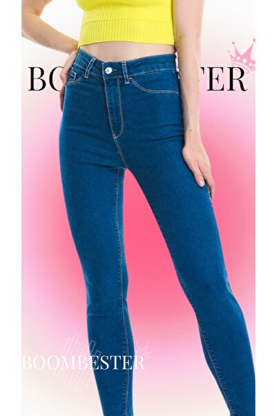 Women's Jean Double Needle Slim Leg Jeans Blue Slim Fit