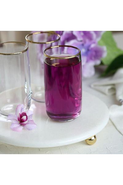 Paşabahçe Iconic Gold Set of 6 Cocktail Soft Drink Glasses