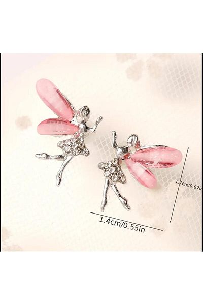 MEECY Pink Jewelled Angel Earrings