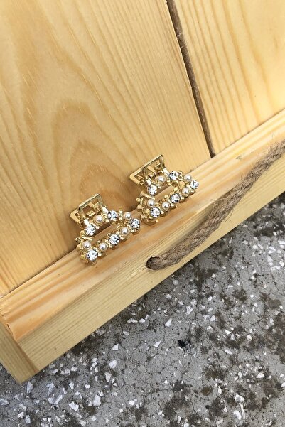 İnci Accessories 2' gyöngy és cirkon kő Hold fém csattal arany