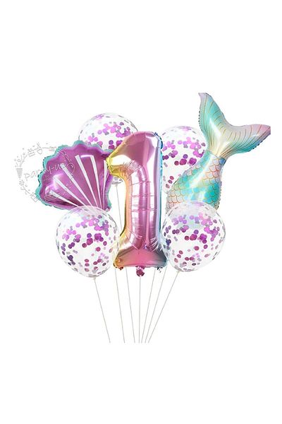 BİDOLUMUTLULUK Mermaid Foil Set Concept Birthday Set