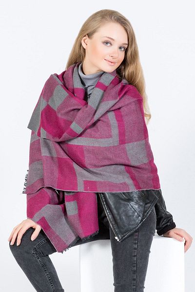 POSUSS Patterned Shawl Acrylic Women's Shawl 70x180 Cm- Gray - Ps2104