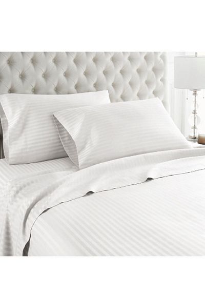 HANE OTEL TEKSTİL Set cuvertură de pilota cu dungi duble din satin de bumbac