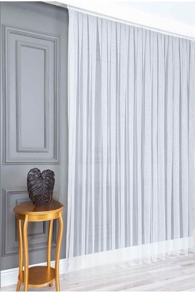 Emes Plain Tulle Curtain - Does Not Want Ironing, Tight Pleated Living Room Kitchen Curtain, 1*3 Pleat