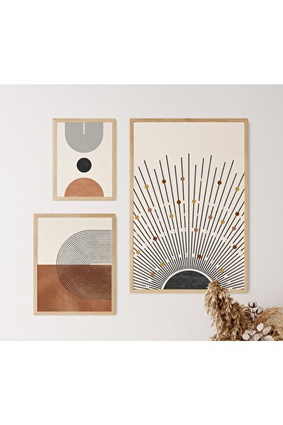 woodhomeworks Minimalist Ahşap 3'lü Çerçeveli Dekoratif Tablo