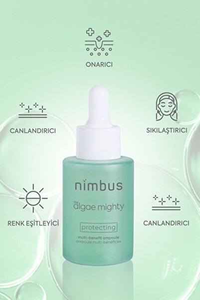Nimbus the algae mighty | 4 yosunlu canlandırıcı ve koruyucu yüz serumu (Mavi...